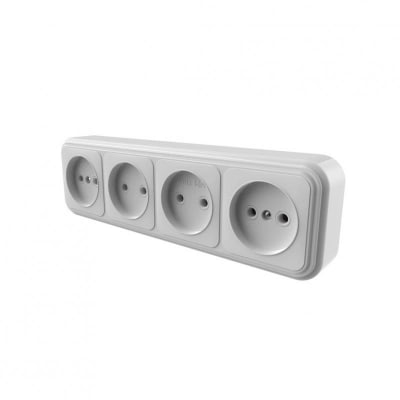 Розетка 4м без ЗК RA 16-464-Б (пластик)