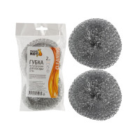 Губка металлическая для посуды, сетка, вес 15 гр., 2 шт. Рыжий кот 3/50