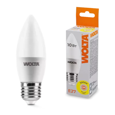 WOLTA Лампа светодиодная C37 10Вт 825лм 3000К Е27 3/50