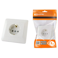 Розетка 2П+З с защ. шт. 16А 250В белая "Ильмень" TDM Розетка 2П+З с защ. шт. 16А 250В белая "Ильмень" TDM