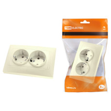 Розетка TDM двойная с з/ш 2П+З 16А 250В, сл. кость "Лама" 10/120