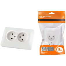 Розетка двойная 2П 10А 250В белая "Ильмень" TDM