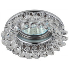 Точечный светильник ЭРА DK16 CH/WH, декор "круглый с мелкими хрусталиками", хром/прозрачный