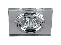 Точечный светильник ЭРА DK8 CH/WH MR16,12V, 50W, декор стекло квадрат, хром/зеркальный /50