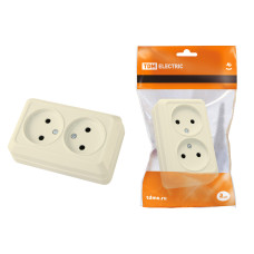 Розетка TDM открытой установки, двойная 2П IP20 10А, сл. кость "Ладога" 10/200 Розетка TDM открытой установки, двойная 2П IP20 10А, сл. кость "Ладога" 10/200