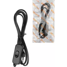 Шнур для БРА с выключателем ШВВП-ВП 2х0,5 мм2 1,8 м 600 Вт черный TDM