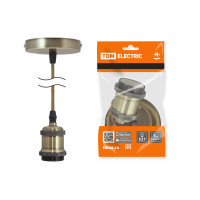 Патрон Е27 с подвесом 1 м, металлический "Лофт", бронза TDM 1/80