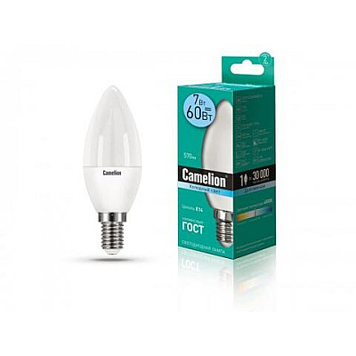 Camelion Лампа светодиодная LEDRB/7 C35 7Вт Е14 4000К 10/100