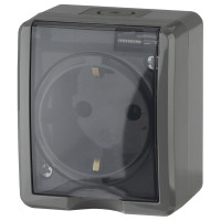 Розетка 2P+E IP54, 16A-250В, ОУ, Эра Эксперт, 11-2401-03 ЭРА серый 16/160