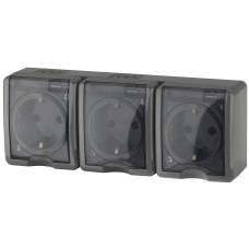 Розетка 3х2P+E IP54, 16A-250В, ОУ, Эра Эксперт, 11-2405-03 ЭРА серый 5/50 Розетка 3х2P+E IP54, 16A-250В, ОУ, Эра Эксперт, 11-2405-03 ЭРА серый 5/50