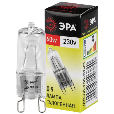 ЭРА Лампа галогенная G9 60W 220V (прозрачная, без рефлектора) 100/1000