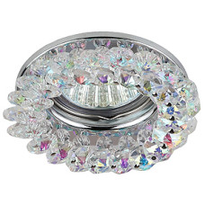 Точечный светильник ЭРА DK16 CH/PR, декор "круглый с мелкими хрусталиками", хром/перламутровый /30