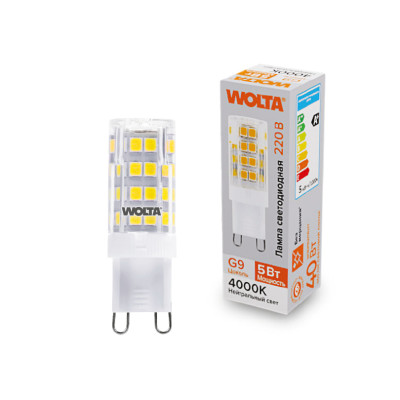 WOLTA Лампа светодиодная WSTD-JCD-5W4KG9-C 5Вт 4000K G9