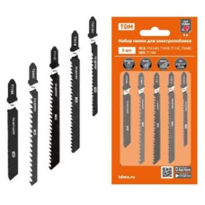 Набор пилок для электролобзика по дер: T101AO,T101B,T111C,244D, по метал. T118A, 5 шт, "Рубин", TDM