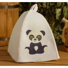 Шапка для бани с детским принтом "Панда" , белая Шапка для бани с детским принтом "Панда" , белая