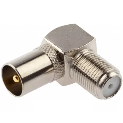 Переходник ЭРА SIMPLE гнездо F-штекер TV угловой упаковка 1 шт.