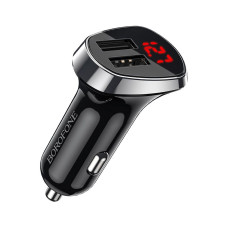 Автомобильное зарядное устройство BOROFONE BZ15 двойной порт черный, 110 1/40/160 Автомобильное зарядное устройство BOROFONE BZ15 двойной порт черный, 110 1/40/160