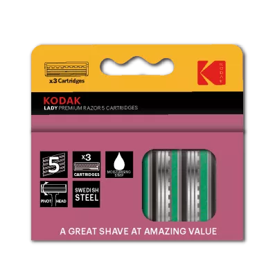 Сменные кассеты для бритья Kodak LADY Prem Razor 5 лезвий 3 штуки роз CAT 304234711 /72
