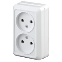 Розетка 2х2P, 16АХ-250В,2-203-01  Intro  ОУ, Quadro, белый 10/100