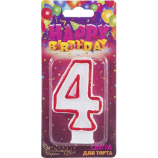 Свеча для торта цифра 4, вес 12 г, 5*7.5*1.2см 3/12 Свеча для торта цифра 4, вес 12 г, 5*7.5*1.2см 3/12