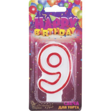 Свеча для торта цифра 9, вес 12 г, 5*7.5*1.2см 3/12