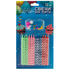 Свечи для торта 12 шт + подставки, 9 см /3 Свечи для торта 12 шт + подставки, 9 см /3