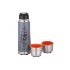 Термос FORTE 0.5л, из нержавеющей стали, 2 чашки, горлышко 3.5см, серый с рисунком