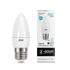 Gauss Лампа светодиодная Elementary LED8-C35-4100K-Е27 540lm 2/100 Gauss Лампа светодиодная Elementary LED8-C35-4100K-Е27 540lm 2/100