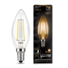 Gauss Лампа светодиодная Filamen F-LED7-C37-2700K-E14 550Lm филаментная /50