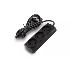 Удлинитель сетевой без заземления Perfeo Радист 1,5м, 3 розетки, 6А, 2*0,75мм ШВВП, черный (Р16-010)